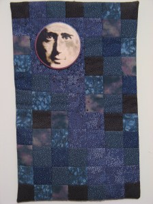 man in the moon art quilt