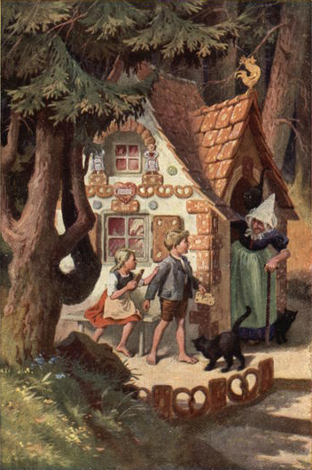 Hansel and Gretel outside the Witch's House